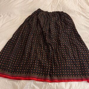 Doen Black and Red Floral Maxi Skirt